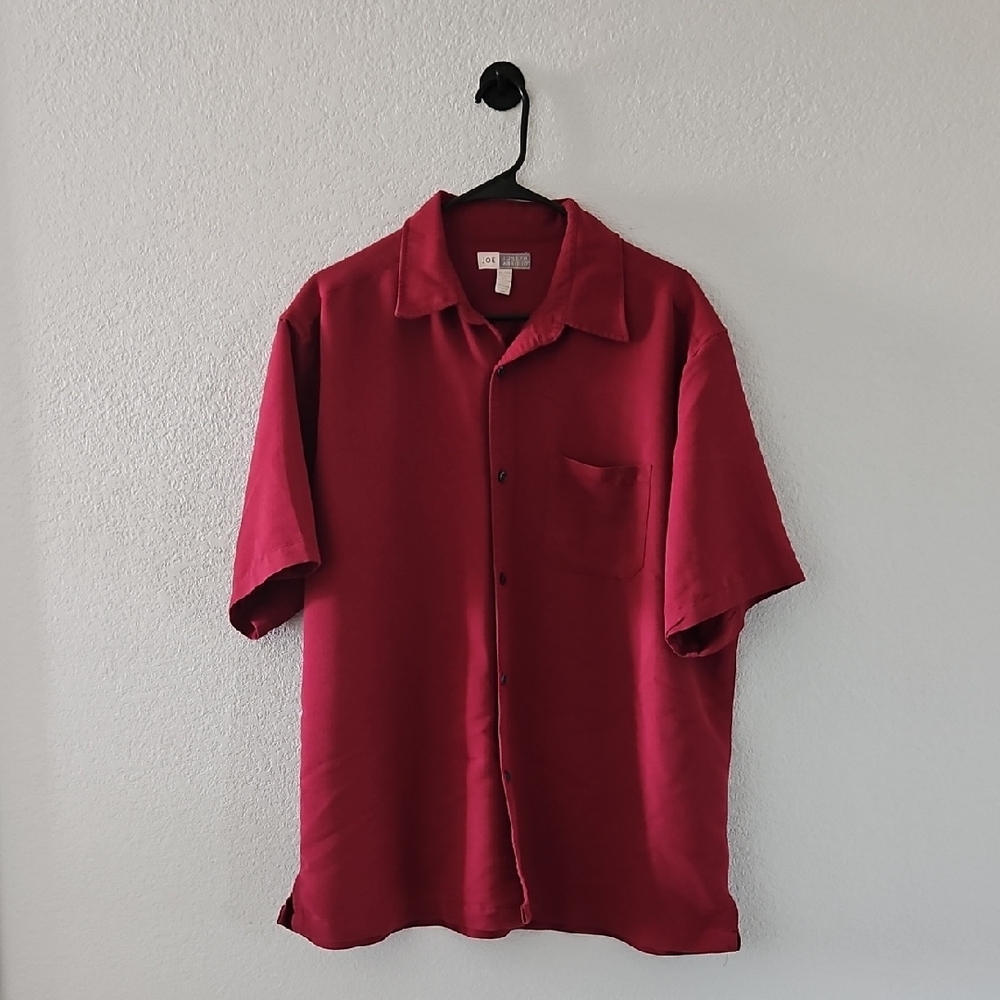 Joseph Abboud Men's Casual Button Down Shirt Short Sleeve Pocket XL Burgundy